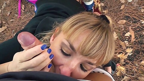 Outdoor Blowjob. Stalker Karina Suck A Dick To A Guard At An Abandoned Camp