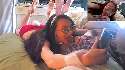 Bad Bunny - Easter Bunny Kisses On Swelling Chocolate Egg And Slaps It Against Her Tongue And Tits